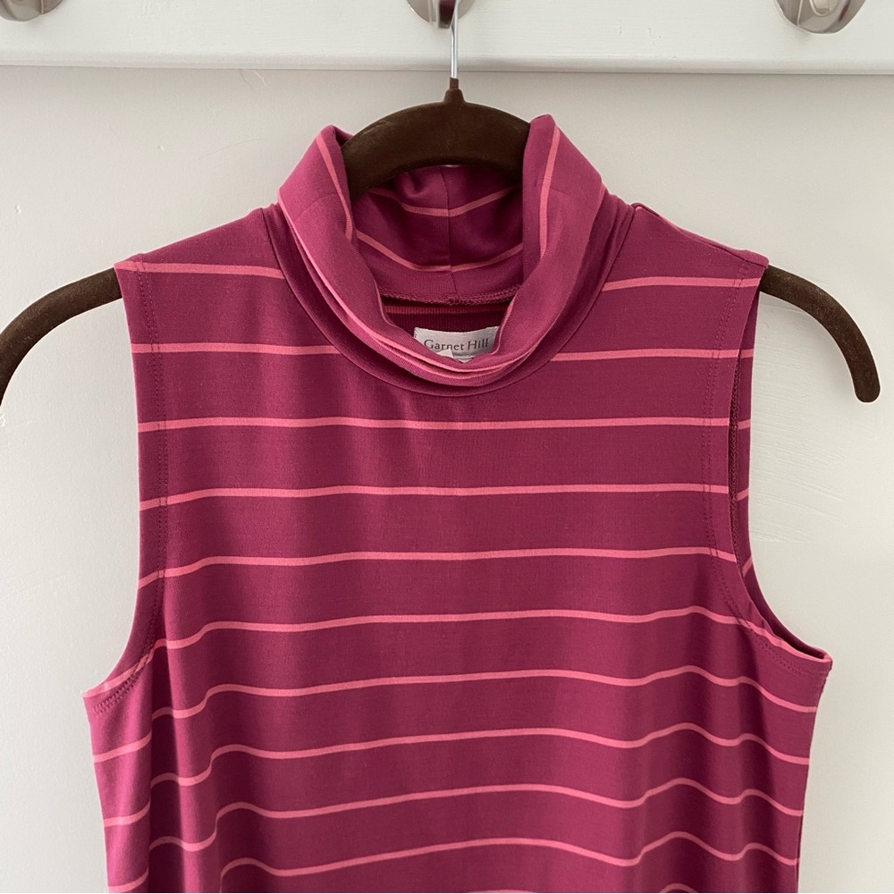 NWT Garnet Hill Mock Neck Tunic Sleeveless Striped Tencel XS - Picture 3 of 11